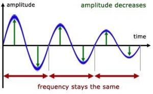  amplitude decreases as a result of damping